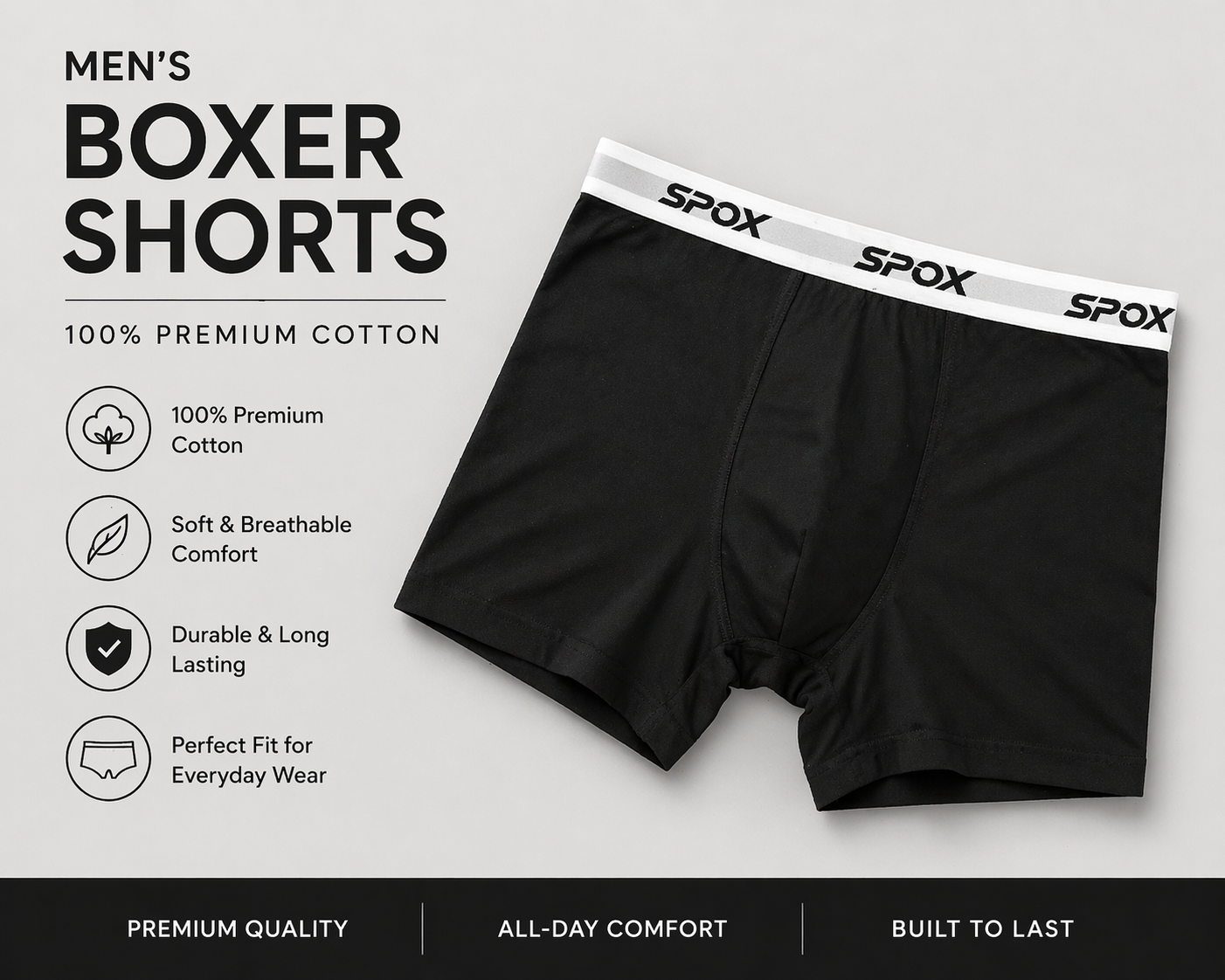 SPOX Men’s Premium Cotton Boxer Shorts