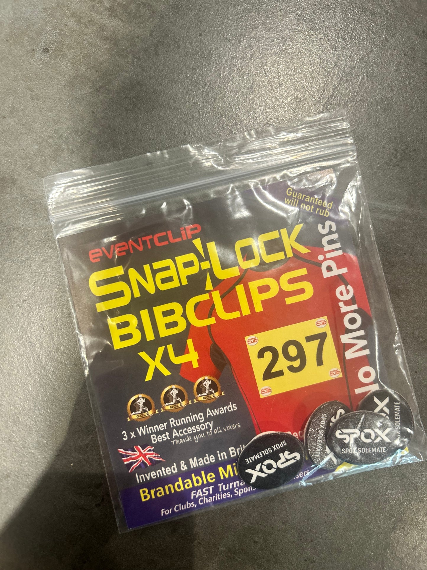SPOX Custom Snap-Lock BibClips Pins (Pack of 4)
