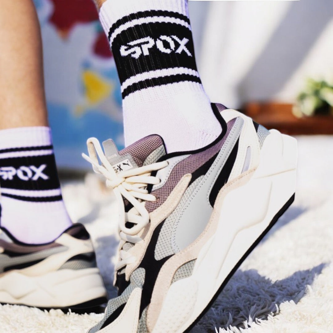 Spox Retro White Crew Sock (6 Colours)