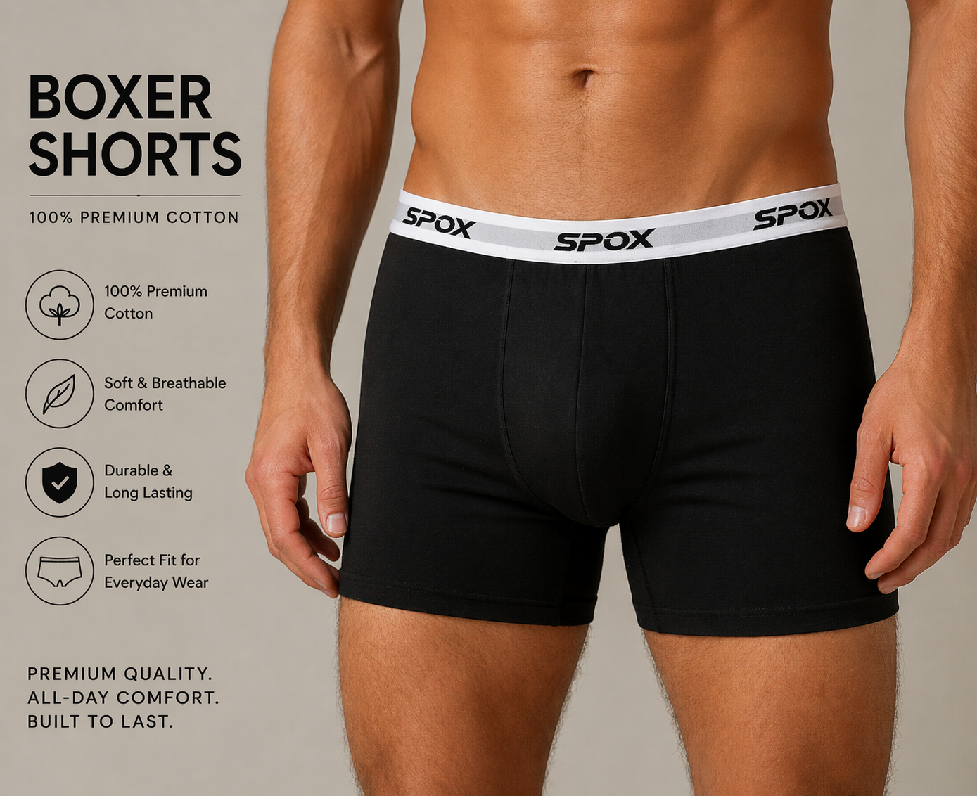 SPOX Men’s Premium Cotton Boxer Shorts