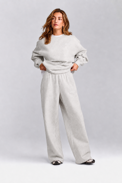 SPOX Premium Cotton Fleece Wide-Leg Joggers – Grey