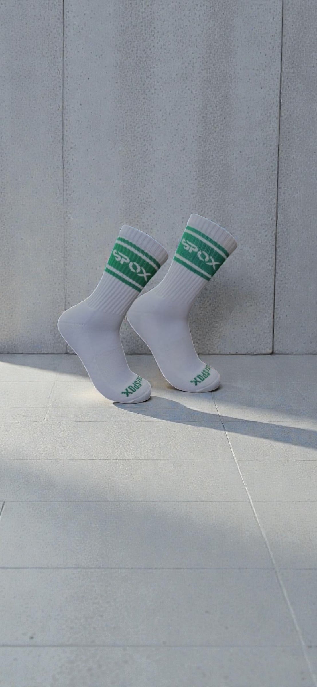 SPOX Retro Crew Sock (White & Forest Green)