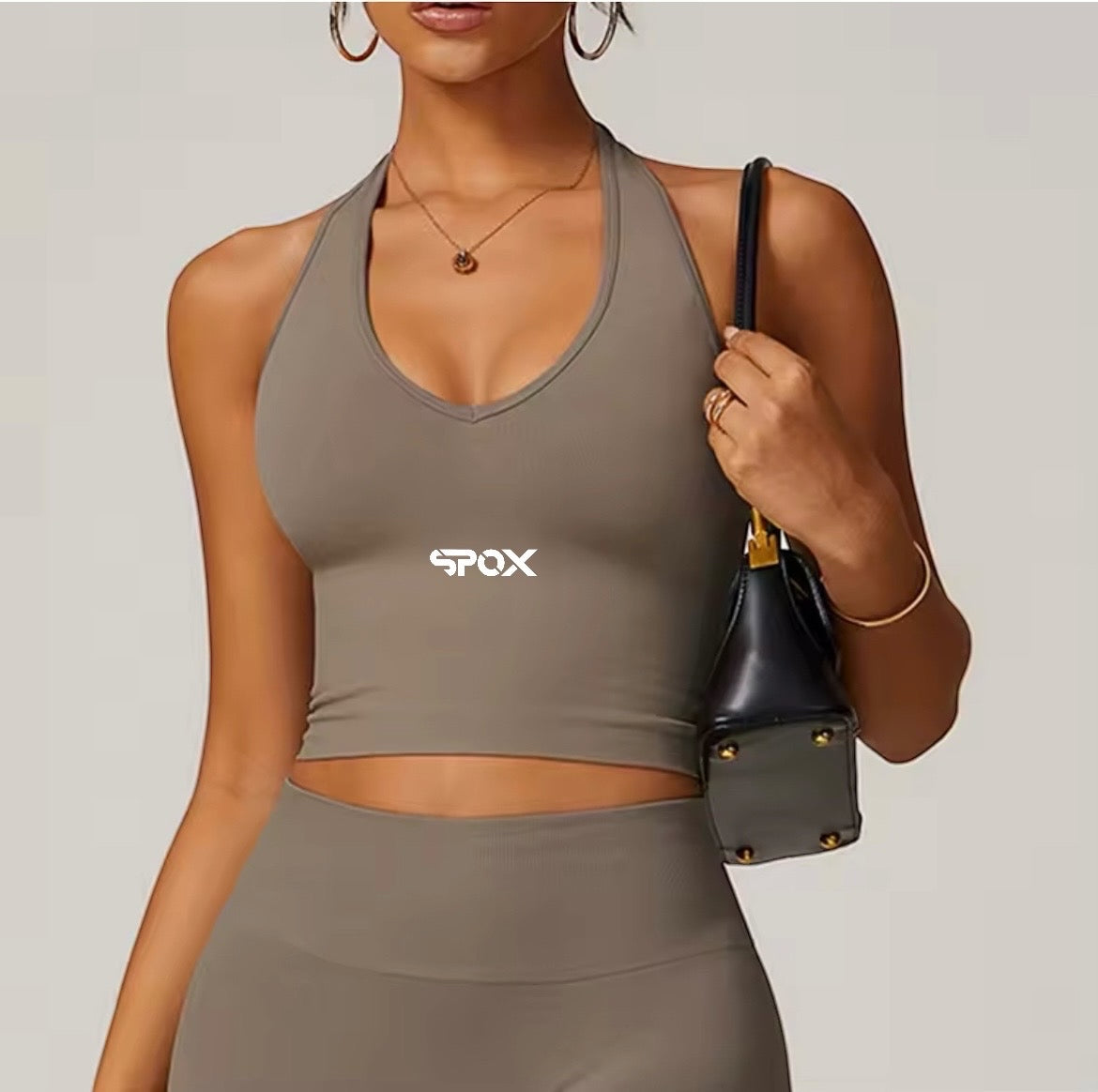 SPOX Seamless Ribbed Sports Bra – Coffee & Rose Red