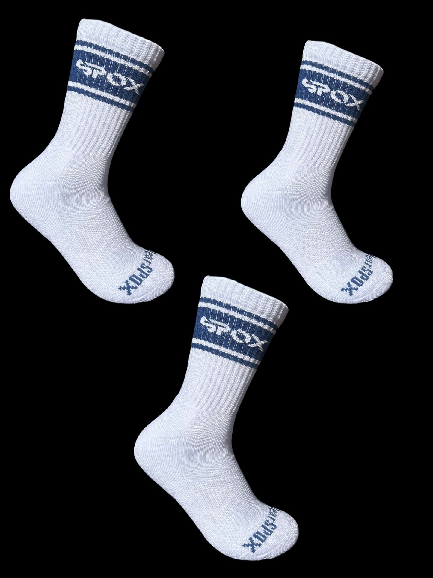 SPOX Retro Crew Sock (White & navy)