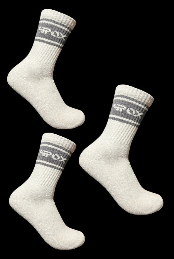 SPOX Retro Crew Sock (White & Grey)